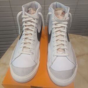 Nike White and Gray High-Top Sneakers